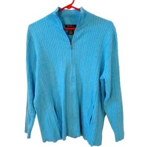 Cable Knit Full Zip Cardigan Eddie Bauer Teal Pocketed Granniecore  Layering XXL